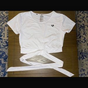 Women’s best white cropped wrap tie shirt